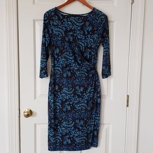 Talbots Paisley Print Faux Wrap Jersey Dress - S